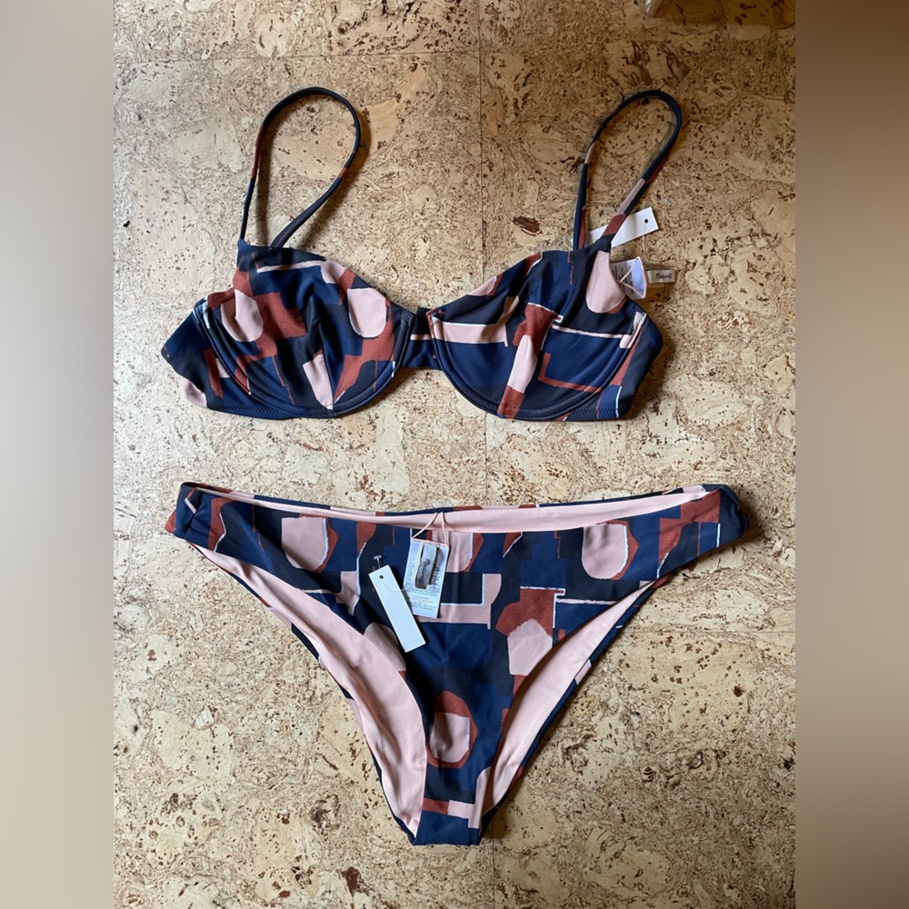 NWT Madewell classic Second Wave Two-piece in color collage colorway